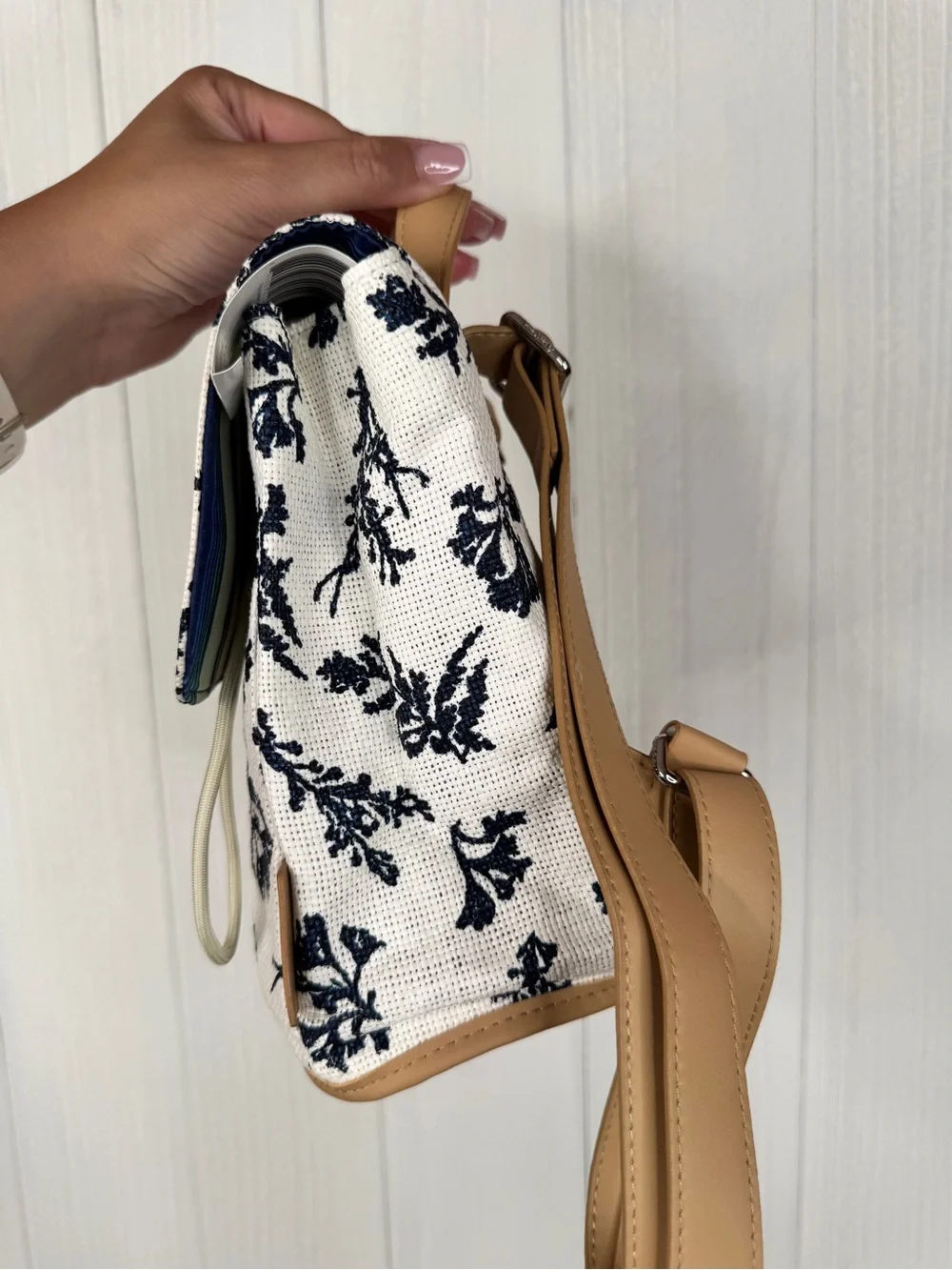 Vera Bradley Straw Mini Backpack in Adrift Coral Blue